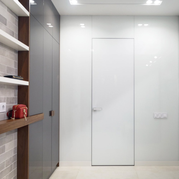 Concealed doors with regular Satin glass SecretDoors